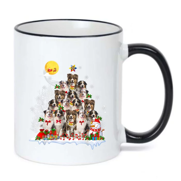 Australian Shepherd Dog Lover Matching Santa Christmas Tree Cute Gift Black Color Changing Mug