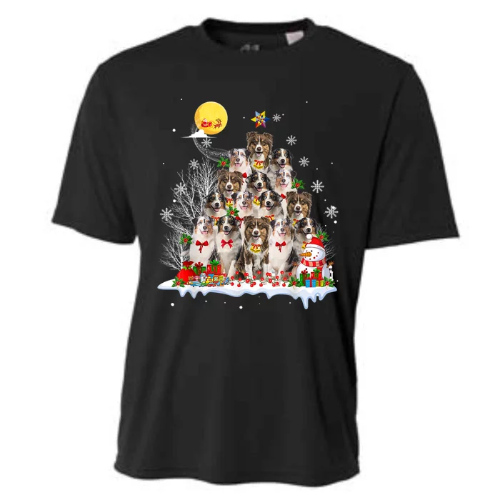 Australian Shepherd Dog Lover Matching Santa Christmas Tree Cute Gift Cooling Performance Crew T-Shirt