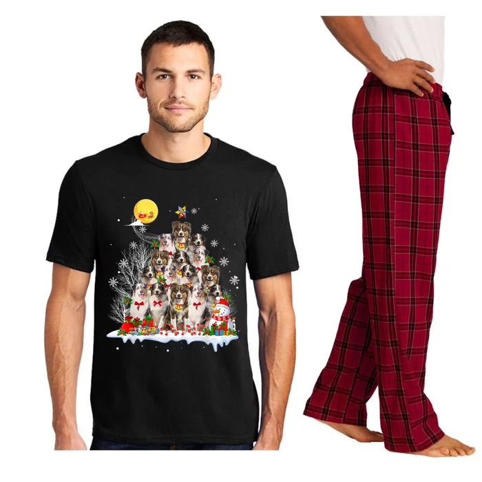 Australian Shepherd Dog Lover Matching Santa Christmas Tree Cute Gift Pajama Set