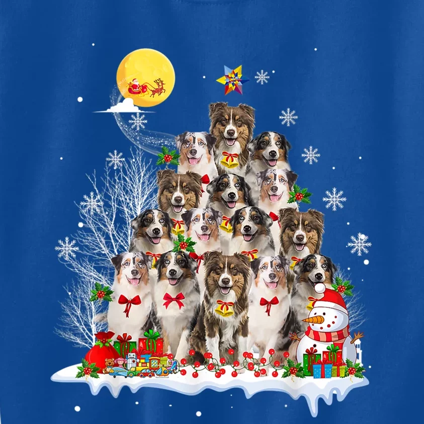 Australian Shepherd Dog Lover Matching Santa Christmas Tree Cute Gift Kids Sweatshirt