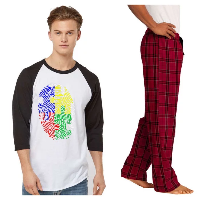 Autism Spectrum Disorder (ASD) Awareness Fingerprint Raglan Sleeve Pajama Set