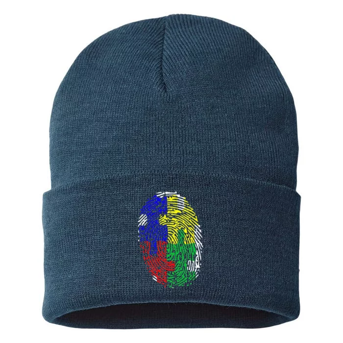 Autism Spectrum Disorder (ASD) Awareness Fingerprint Sustainable Knit Beanie