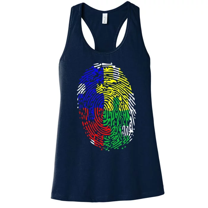 Autism Spectrum Disorder (ASD) Awareness Fingerprint Women's Racerback Tank