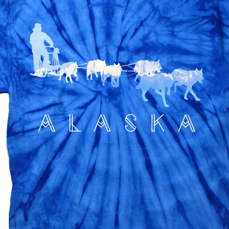 Alaska Sled Dogs Mushing Gift Sled Dog Team Snow Mountain Scene Gift Tie-Dye T-Shirt