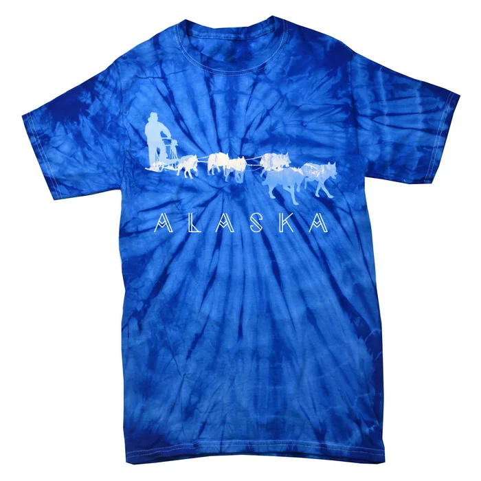 Alaska Sled Dogs Mushing Gift Sled Dog Team Snow Mountain Scene Gift Tie-Dye T-Shirt