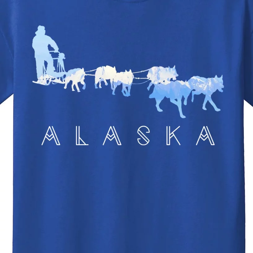 Alaska Sled Dogs Mushing Gift Sled Dog Team Snow Mountain Scene Gift Kids T-Shirt