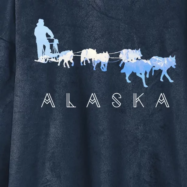 Alaska Sled Dogs Mushing Gift Sled Dog Team Snow Mountain Scene Gift Hooded Wearable Blanket