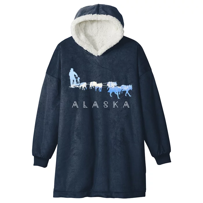 Alaska Sled Dogs Mushing Gift Sled Dog Team Snow Mountain Scene Gift Hooded Wearable Blanket