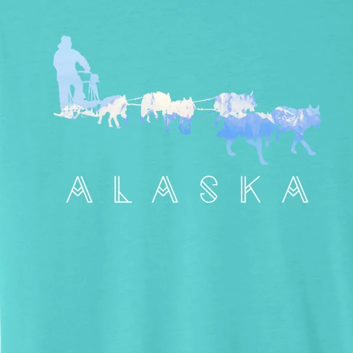 Alaska Sled Dogs Mushing Gift Sled Dog Team Snow Mountain Scene Gift ChromaSoft Performance T-Shirt