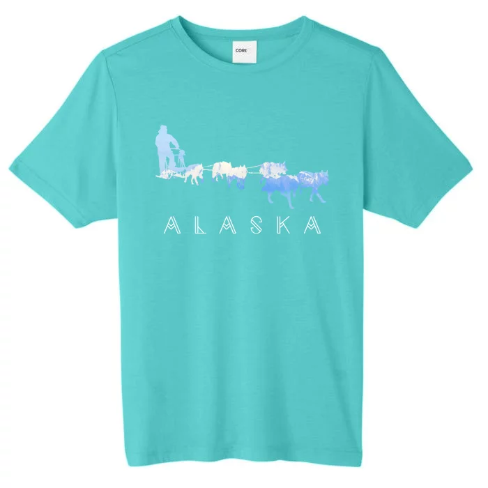 Alaska Sled Dogs Mushing Gift Sled Dog Team Snow Mountain Scene Gift ChromaSoft Performance T-Shirt