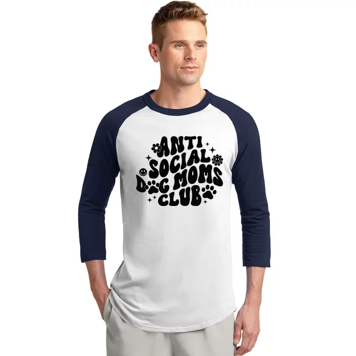 Anti Social Dog Moms Club Black Baseball Sleeve Shirt