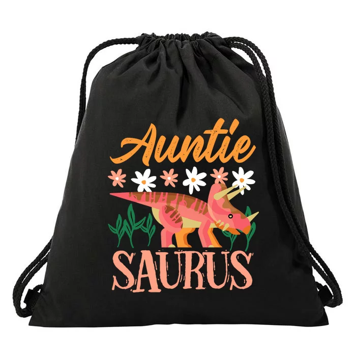 Auntie Saurus Dino Design For Aunt Relative Drawstring Bag