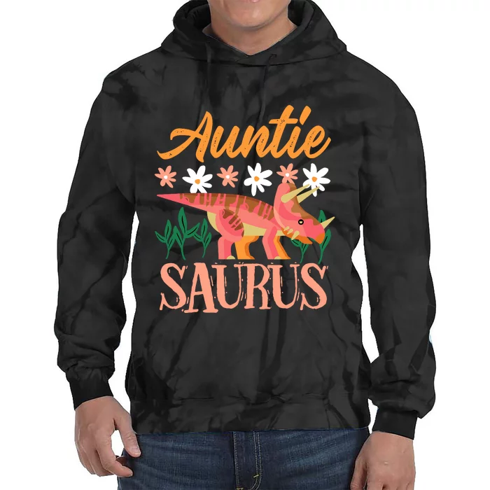 Auntie Saurus Dino Design For Aunt Relative Tie Dye Hoodie