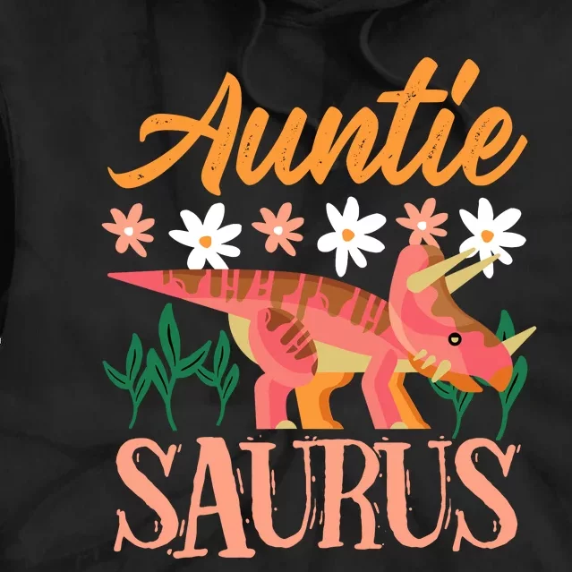 Auntie Saurus Dino Design For Aunt Relative Tie Dye Hoodie