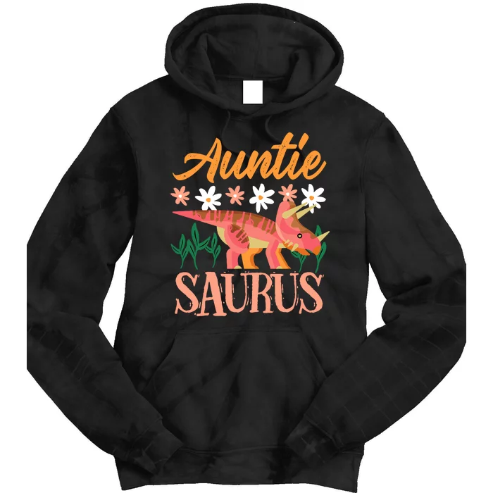 Auntie Saurus Dino Design For Aunt Relative Tie Dye Hoodie