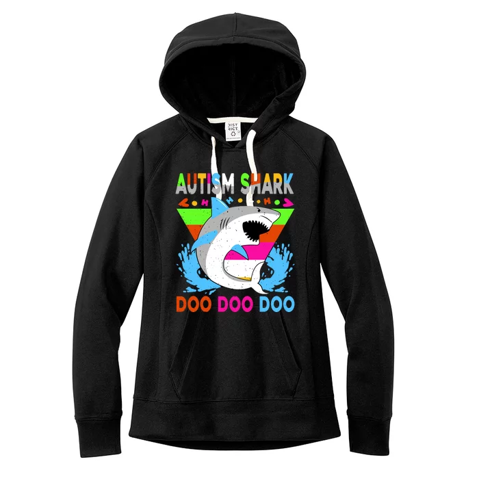 Autism Shark Doo Doo Doo Awareness Puzzle Women's Fleece Hoodie