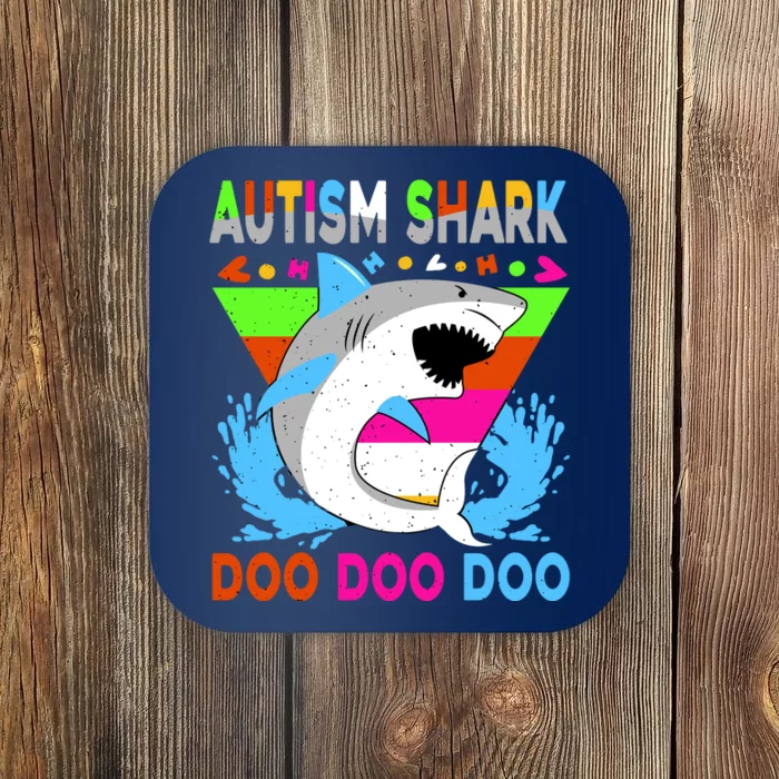 Autism Shark Doo Doo Doo Awareness Puzzle Coaster