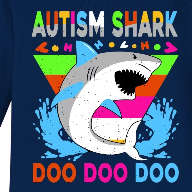 Autism Shark Doo Doo Doo Awareness Puzzle Baby Long Sleeve Bodysuit