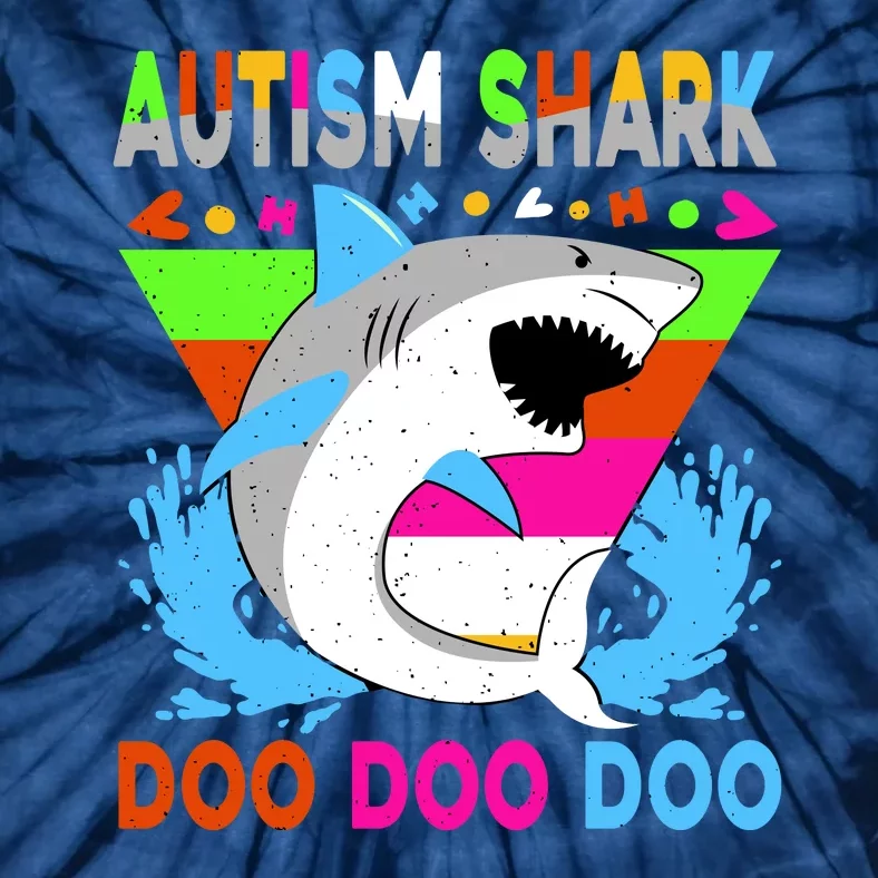 Autism Shark Doo Doo Doo Awareness Puzzle Tie-Dye T-Shirt