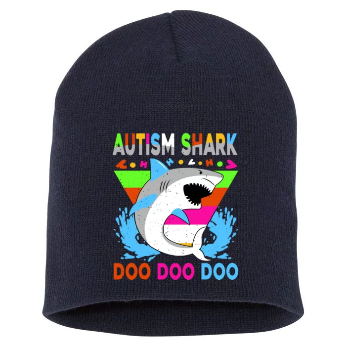 Autism Shark Doo Doo Doo Awareness Puzzle Short Acrylic Beanie