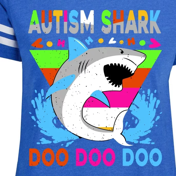 Autism Shark Doo Doo Doo Awareness Puzzle Enza Ladies Jersey Football T-Shirt