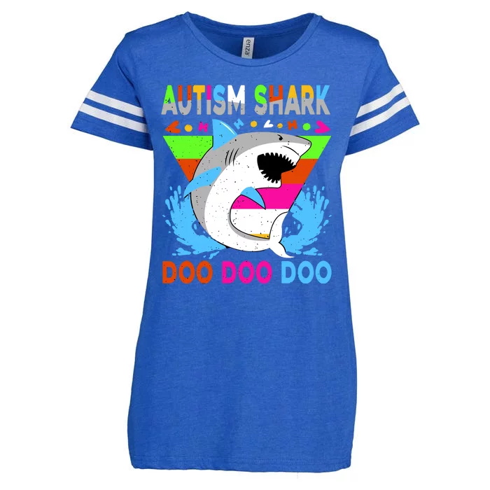 Autism Shark Doo Doo Doo Awareness Puzzle Enza Ladies Jersey Football T-Shirt