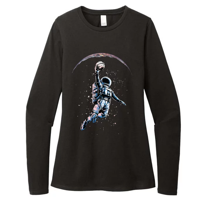 Astronaut Slam Dunk Space Basketball Womens CVC Long Sleeve Shirt