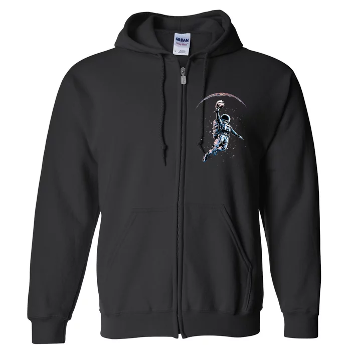 Astronaut Slam Dunk Space Basketball Full Zip Hoodie