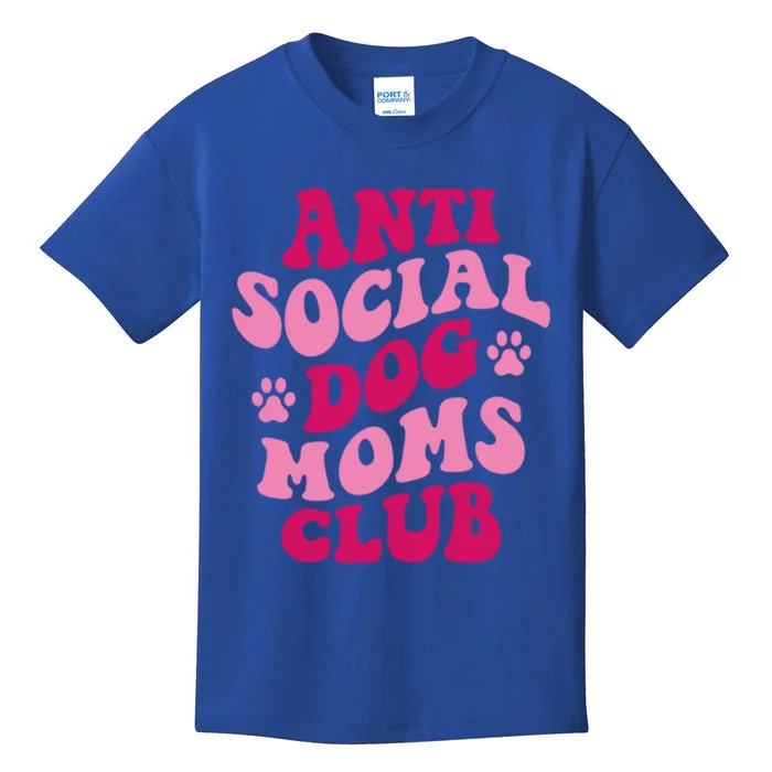 Anti Social Dog Moms Club Funny Dog Mom Groovy Gift Kids T-Shirt