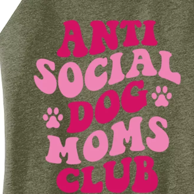 Anti Social Dog Moms Club Funny Dog Mom Groovy Gift Women’s Perfect Tri Rocker Tank