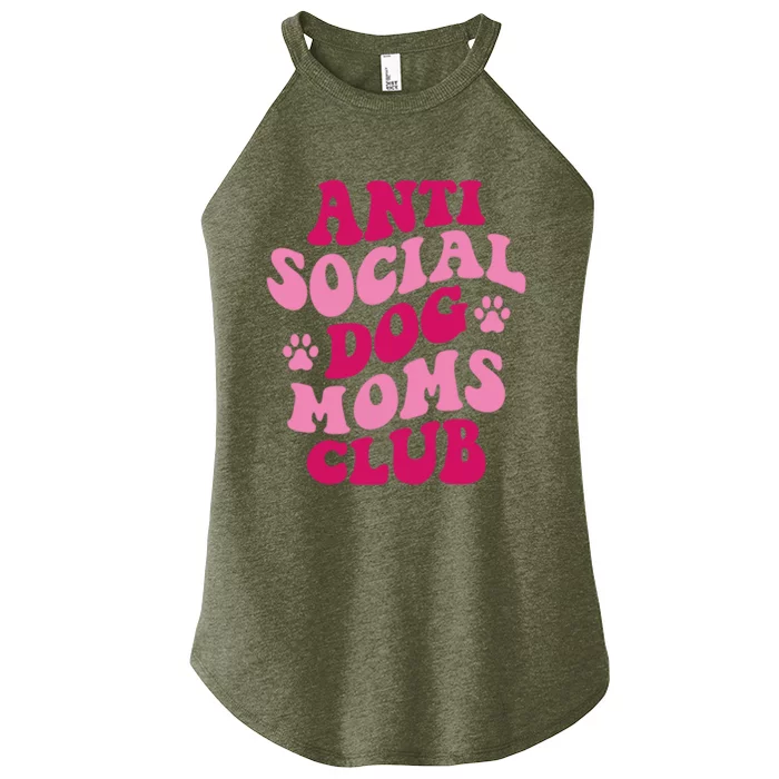 Anti Social Dog Moms Club Funny Dog Mom Groovy Gift Women’s Perfect Tri Rocker Tank