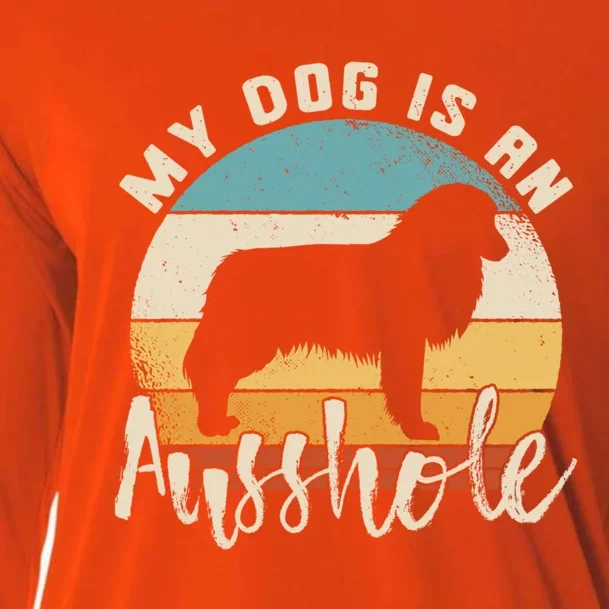 Australian Shepherd Dog Is An Ausshole Retro Aussie Shepherd Gift Cooling Performance Long Sleeve Crew