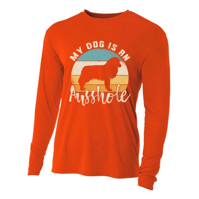 Australian Shepherd Dog Is An Ausshole Retro Aussie Shepherd Gift Cooling Performance Long Sleeve Crew