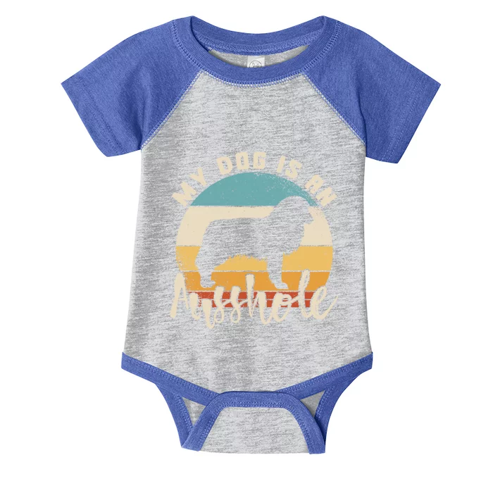 Australian Shepherd Dog Is An Ausshole Retro Aussie Shepherd Gift Infant Baby Jersey Bodysuit