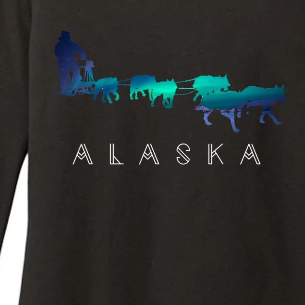 Alaska Sled Dogs Mushing Sled Dog Team A.U.R.O.R.A Borealis Scene Womens CVC Long Sleeve Shirt