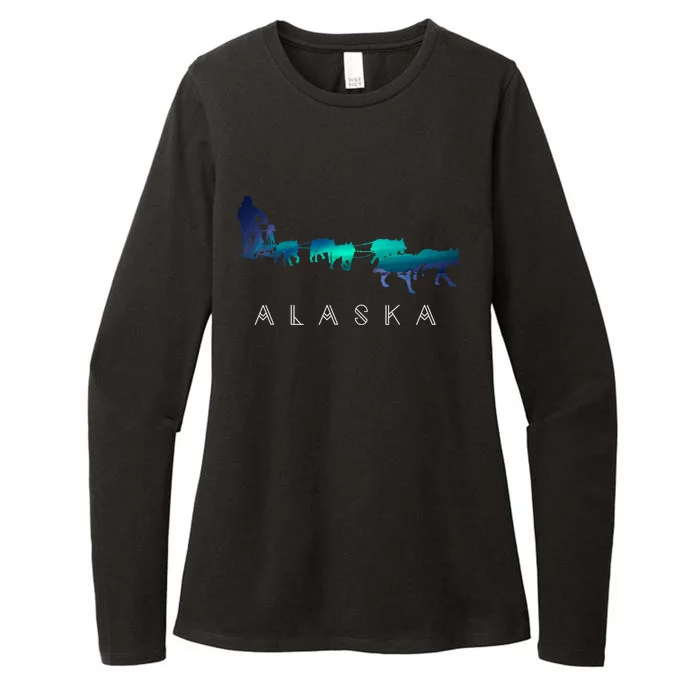 Alaska Sled Dogs Mushing Sled Dog Team A.U.R.O.R.A Borealis Scene Womens CVC Long Sleeve Shirt