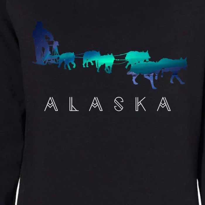 Alaska Sled Dogs Mushing Sled Dog Team A.U.R.O.R.A Borealis Scene Womens California Wash Sweatshirt