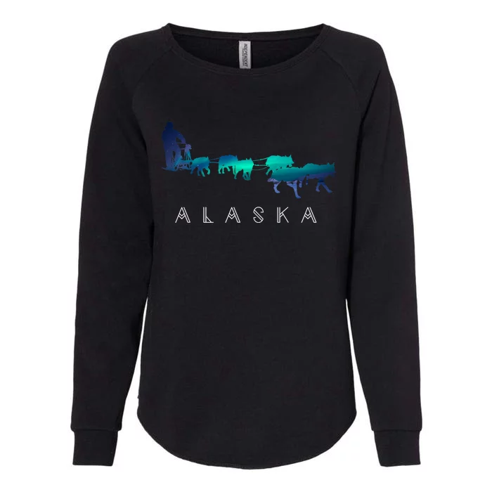 Alaska Sled Dogs Mushing Sled Dog Team A.U.R.O.R.A Borealis Scene Womens California Wash Sweatshirt