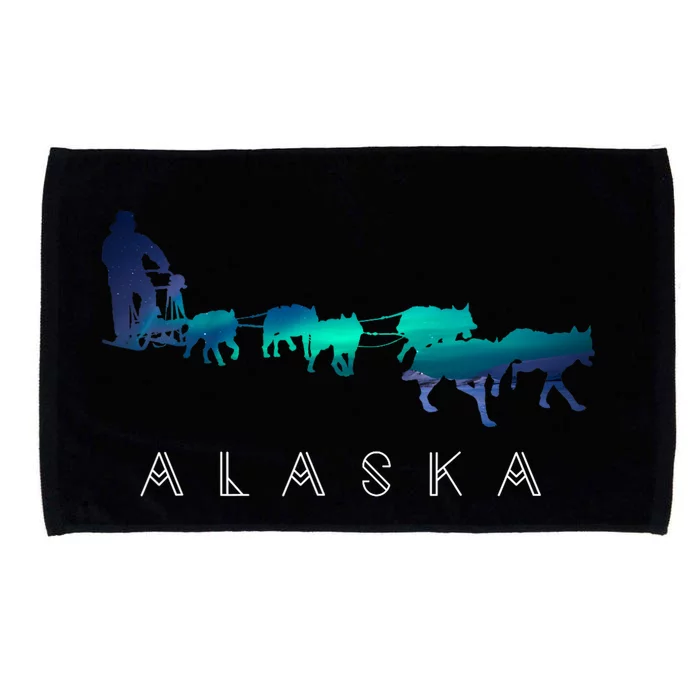 Alaska Sled Dogs Mushing Sled Dog Team A.U.R.O.R.A Borealis Scene Microfiber Hand Towel