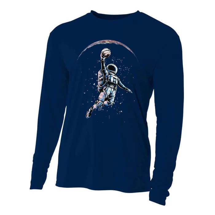 Astronaut Slam Dunk Space Basketball Lover Cool Universe Cooling Performance Long Sleeve Crew