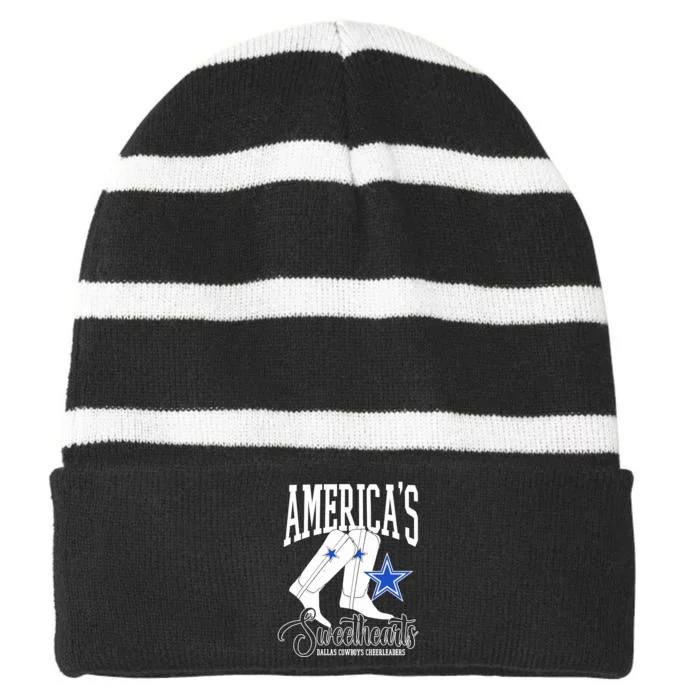 America’S Sweethearts Dallas Cowboy Cheerleaders Striped Beanie with Solid Band