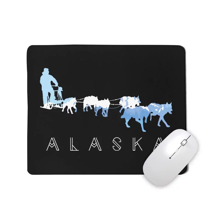 Alaska Sled Dogs Mushing Sled Dog Team Snow Mountain Scene Mousepad