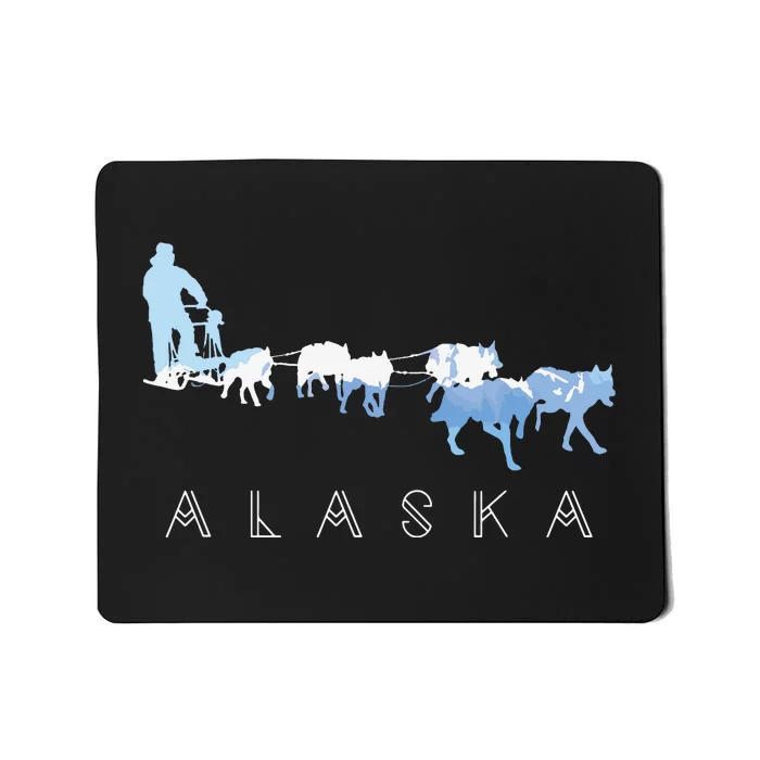 Alaska Sled Dogs Mushing Sled Dog Team Snow Mountain Scene Mousepad