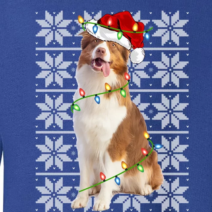 Australian Shepherd Dog Xmas Lighting Ugly Sweater Christmas Funny Gift Toddler Sweatshirt