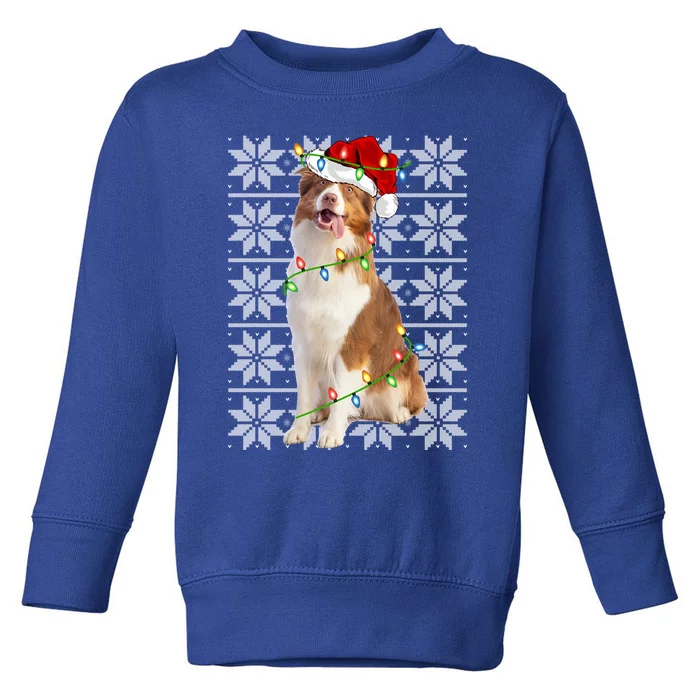 Australian Shepherd Dog Xmas Lighting Ugly Sweater Christmas Funny Gift Toddler Sweatshirt