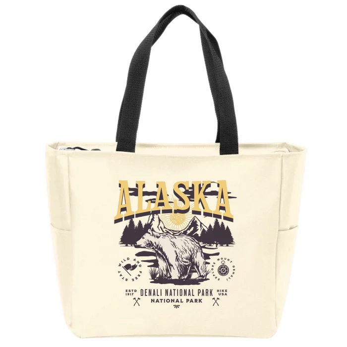 Alaska Sweatshirt Denali National Park Preppy Zip Tote Bag