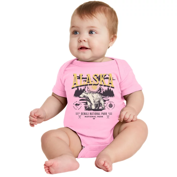 Alaska Sweatshirt Denali National Park Preppy Baby Bodysuit