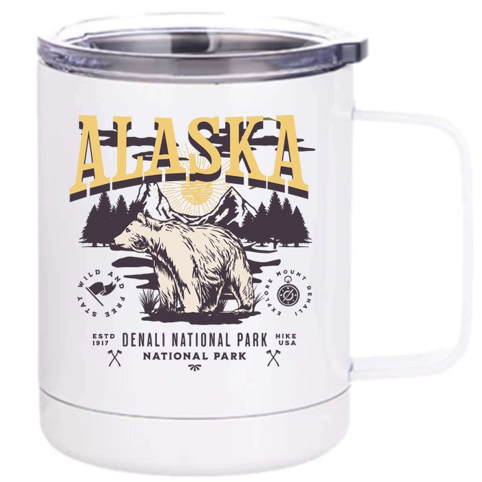 Alaska Sweatshirt Denali National Park Preppy Front & Back 12oz Stainless Steel Tumbler Cup