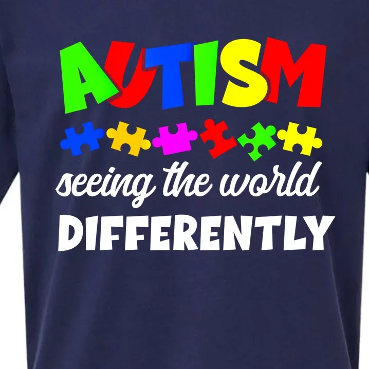 Autism Son Daughter Seeing The World Differently Gift Sueded Cloud Jersey T-Shirt