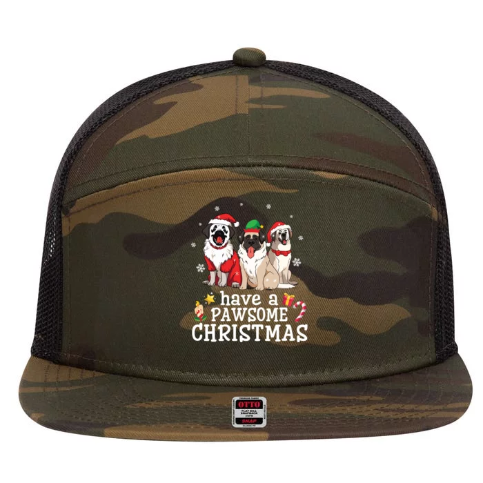 Anatolian Shepherd Dogs Merry Day Have A Pawsome Christmas Gift 7 Panel Mesh Trucker Snapback Hat